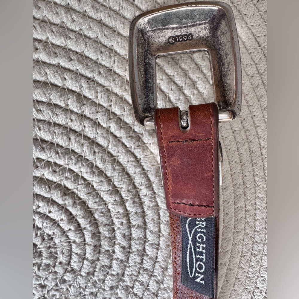 BRIGHTON vintage multicolor belt western style floral carved silver - Picture 6 of 7